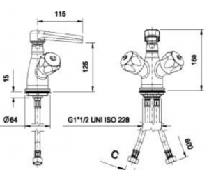 ROBINET MÉLANGEUR MONOBLOC GRAND TYPE AVEC PRISE RÉGLABLE