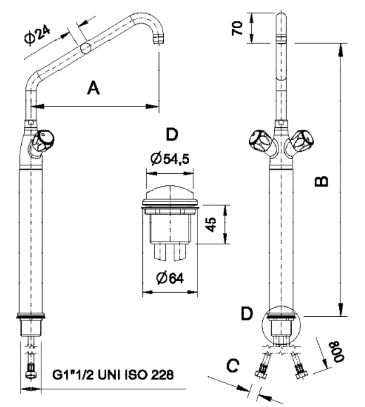 BIG MONBLOCK MIXER TAP WITH LONG BASE