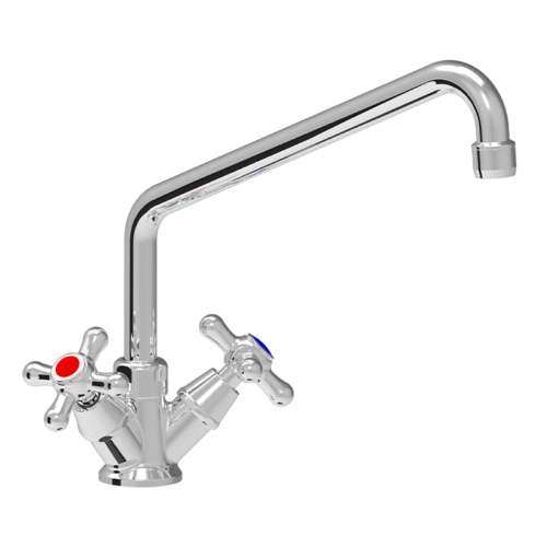 COMMERCIAL KICHEN MONOBLOCK MIXER TAP WITH CROSS HANDLES RUBINETTO MISCELATORE MONOFORO COMANDI A CROCE